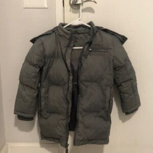 DKNY Jacket. Can we wear to snow. Grey and kids size 8 boy